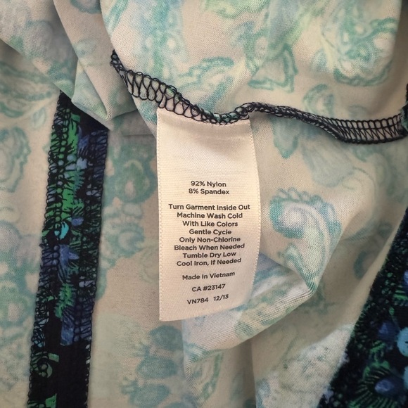 Women’s Talbots sleeveless v-neck mini blue/green peacock feather floral dress 8 - Picture 5 of 5